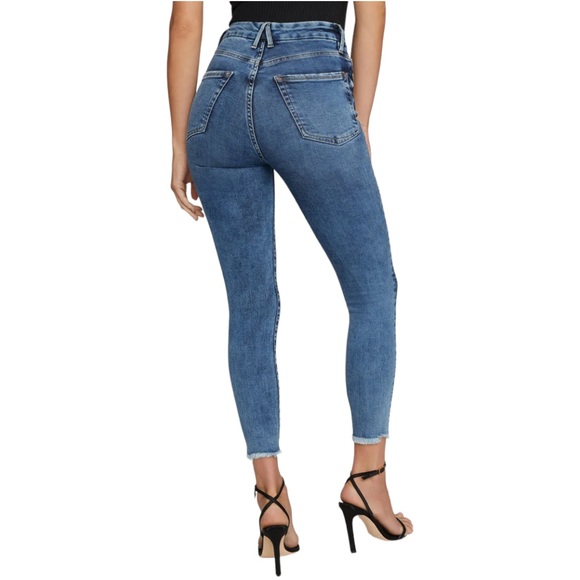 Good American Good Waist Cropped Skinny Leg High Waist Raw Hem Stretch Jeans 8 - Picture 10 of 16